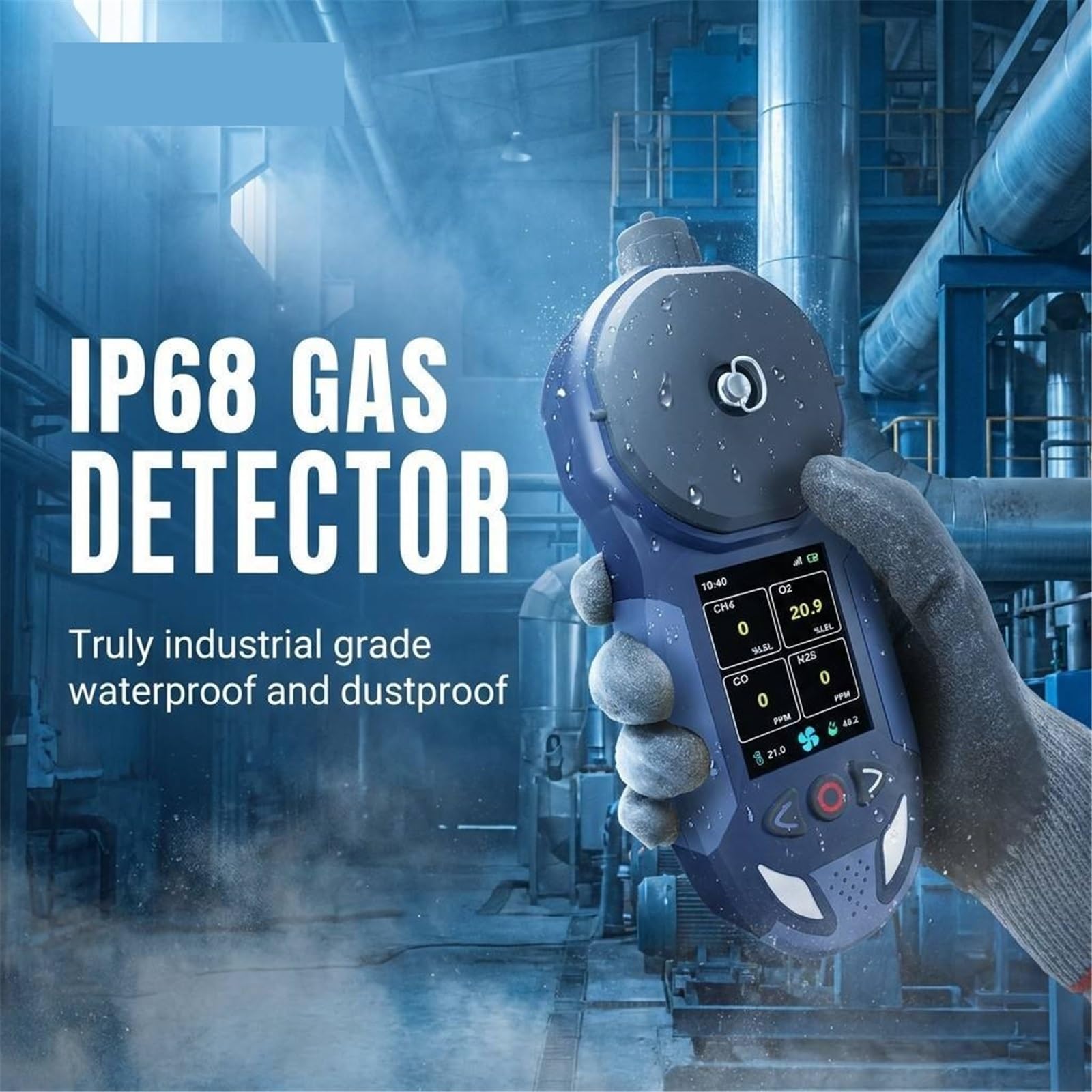 Détecteur de gaz Multi-Aspiration de Pompe Portable 4 en 1, Moniteur de gaz Marin H2S O2 CO CH4 IP68(0-10000ppm)