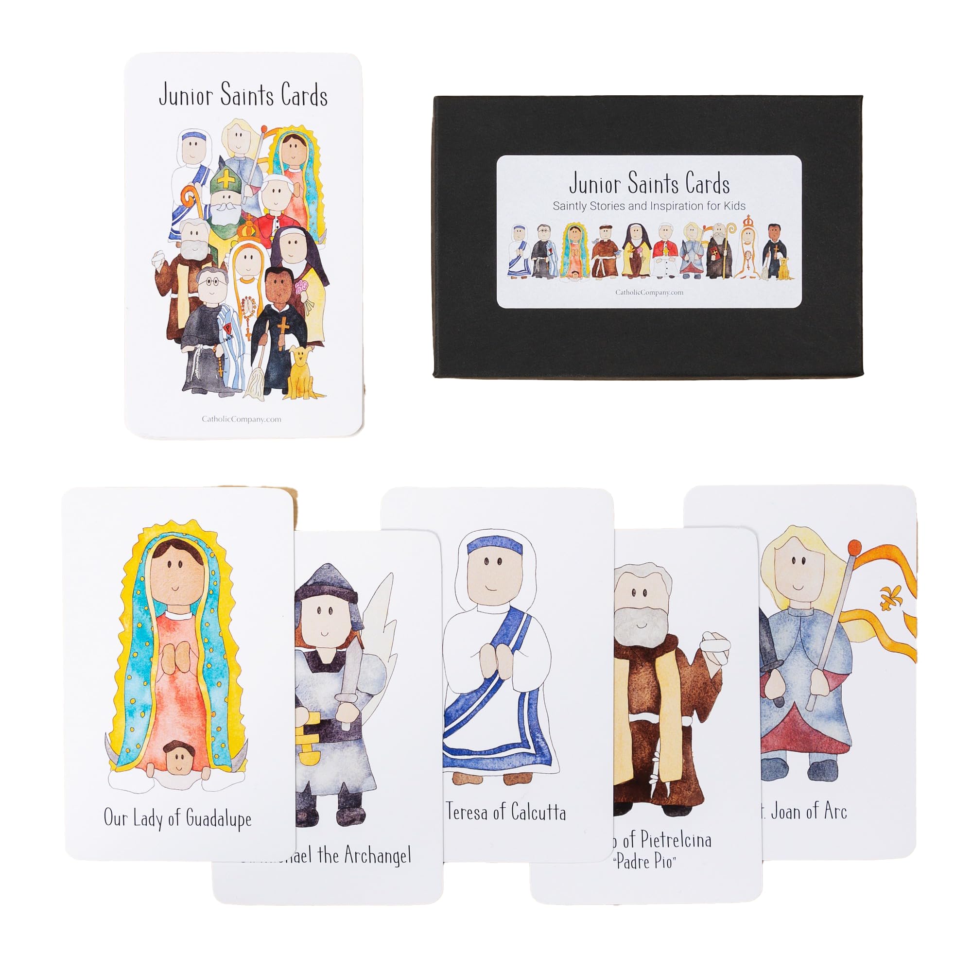 Junior Saints Card Pack Catholic Saint Flashcards for Kids Homeschool, Catechism, and Religious Gifts