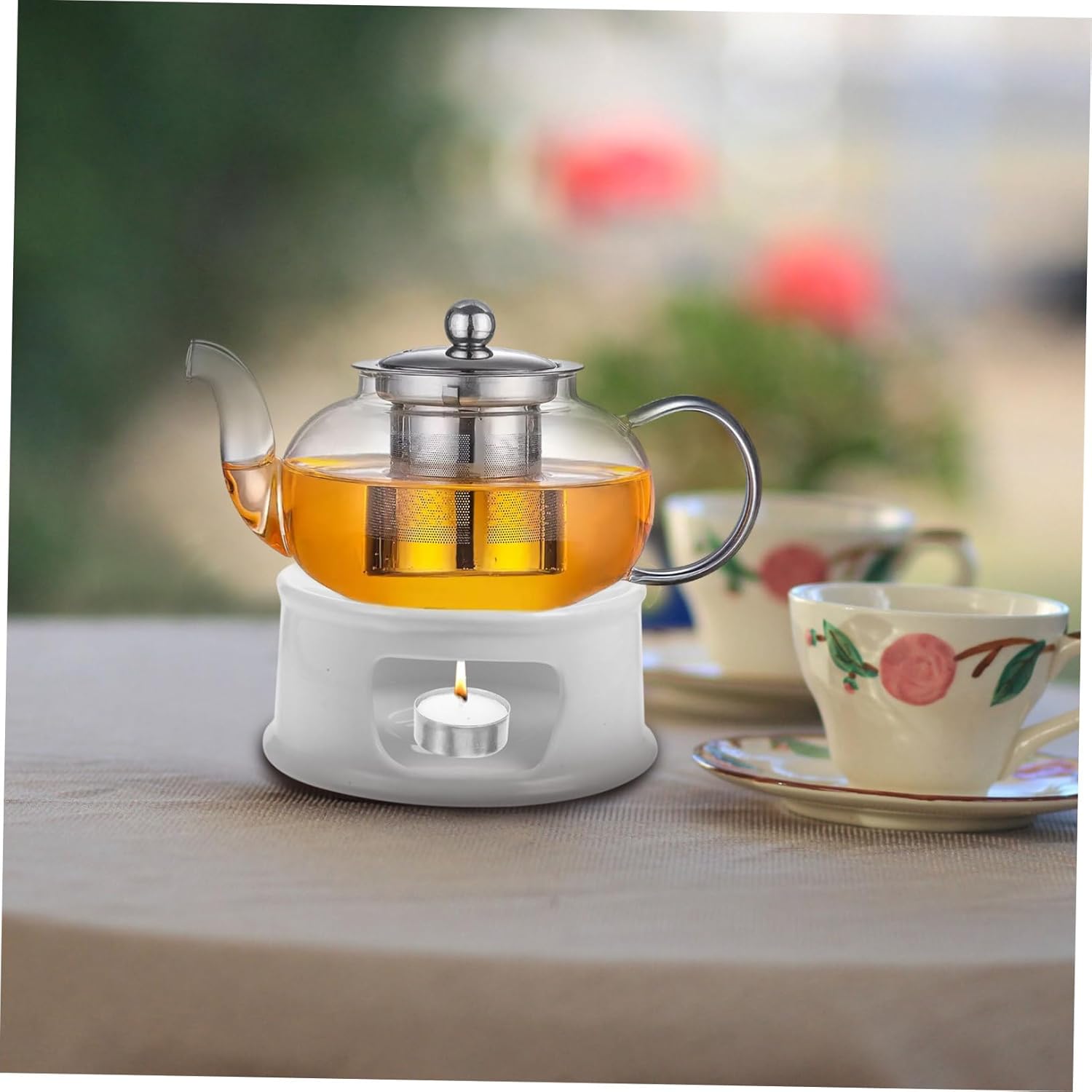Mobestech 3pcs Teapot Heater Base Tea Light Warmer Vintage Style for Ceramic Teapot