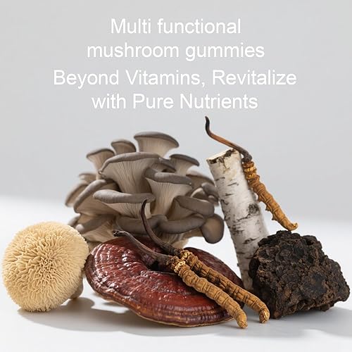 Miniatura 7 de Super Mushroom Daily Gummies - Chaga, melena de león, reishi, cordyceps - Gomitas de suplemento de hongos todo en uno - 60 gomitas (1)