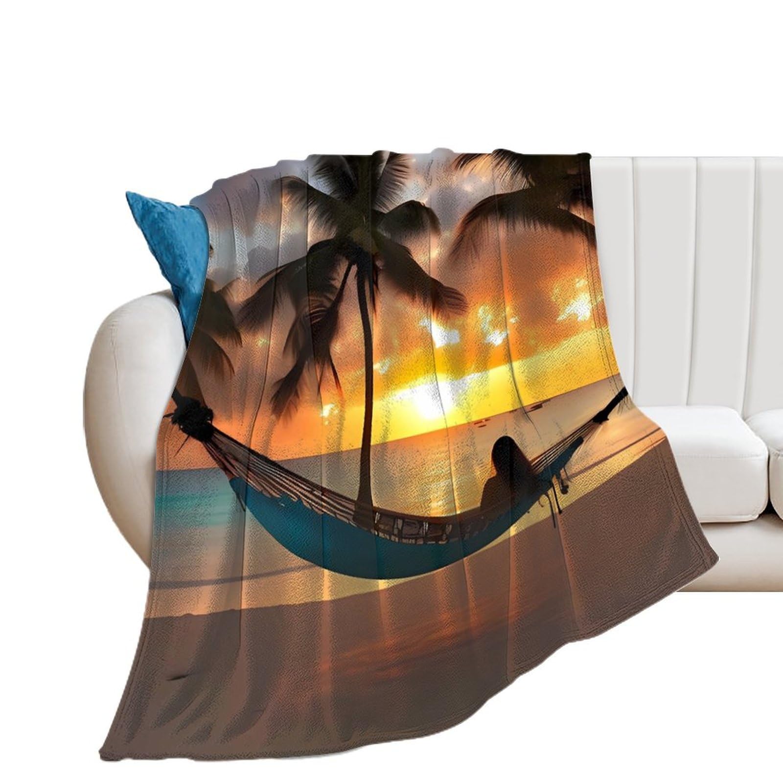 Couverture de lit en noix de coco plage et coucher de soleil pour lit