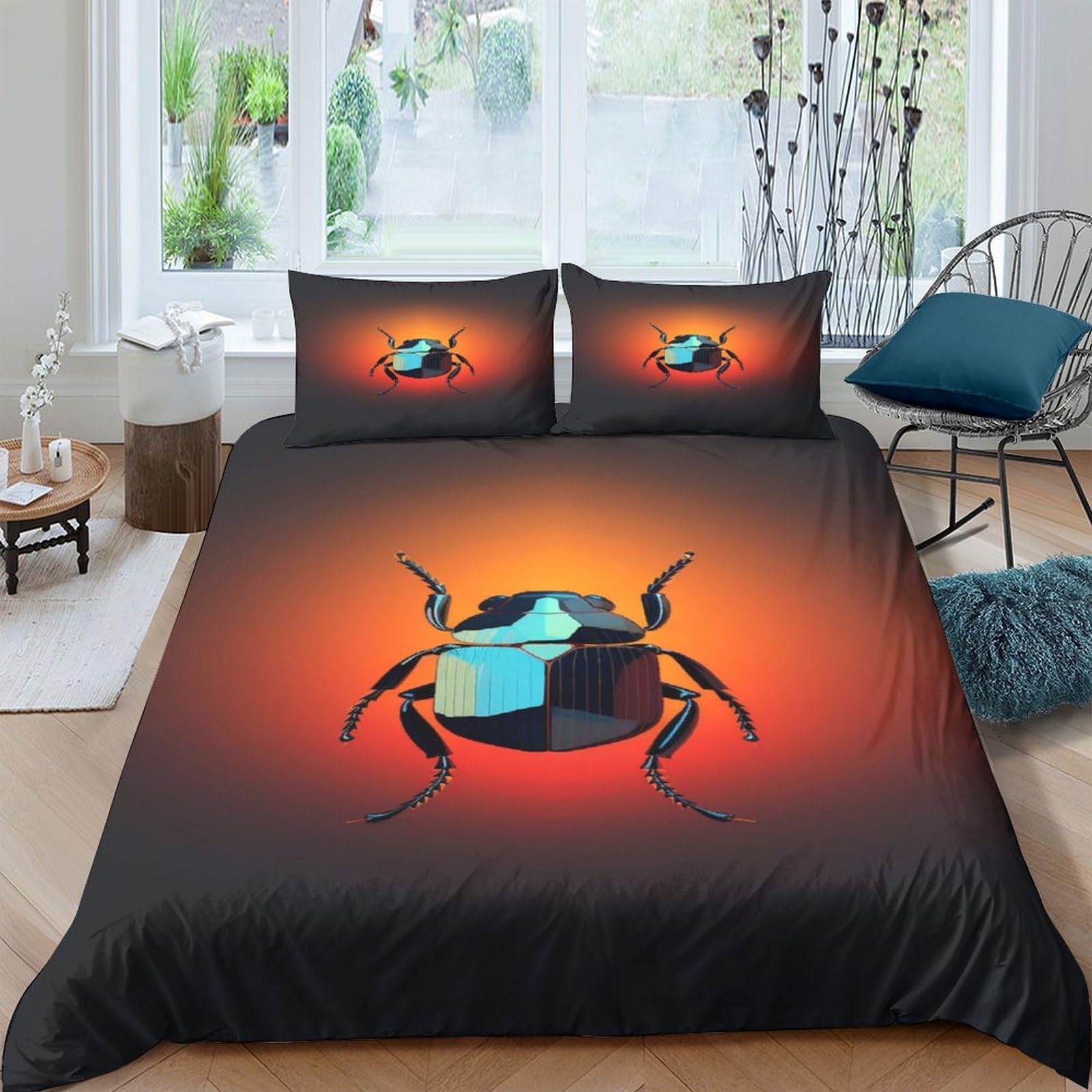 Parure de couette Beetle 3D en microfibre douce et facile d'entretien