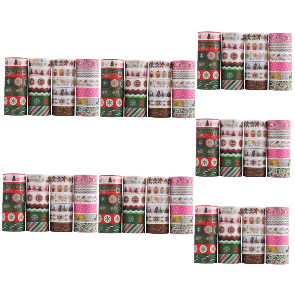 SEWACC 168rollos Cintas Washi Navideñas De Adhesivas Decorativas para Manualidades y Scrapbooking Diseño Temático De Navidad para Decorar Proyectos Creativos