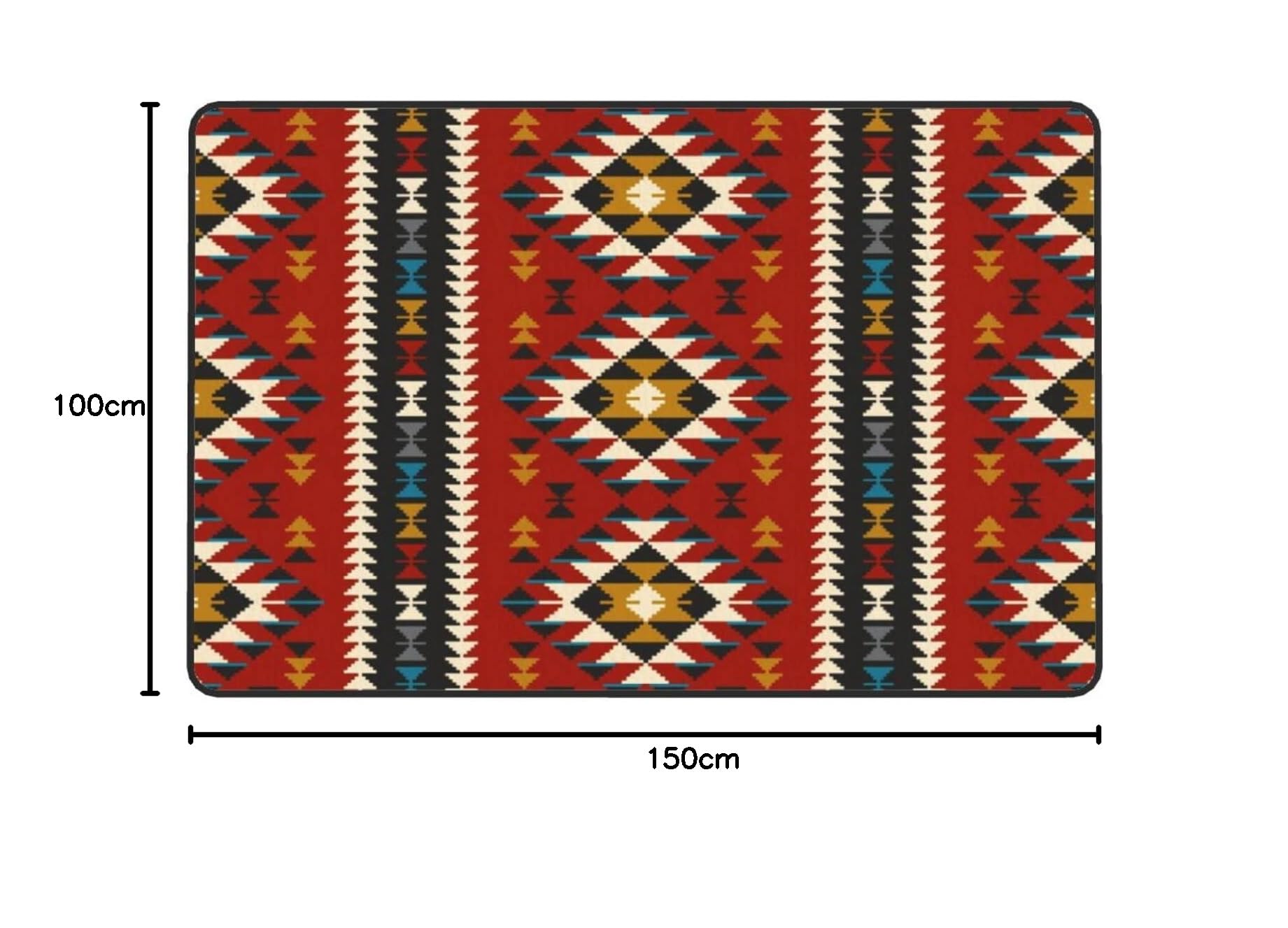 Grand tapis de sol en flanelle - Antidérapant et lavable - Pour salon, chambre à coucher - Motif aztèque d'Amérique du Sud-Ouest d'Amérique du Sud-Ouest - 100 x 150 cm