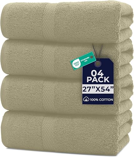 Vista 121 de DAN RIVER Juego de 4 toallas de baño, 27 x 54 pulgadas, 100% algodón, más grandes y ligeras, de secado rápido, súper suaves y absorbentes, toallas
