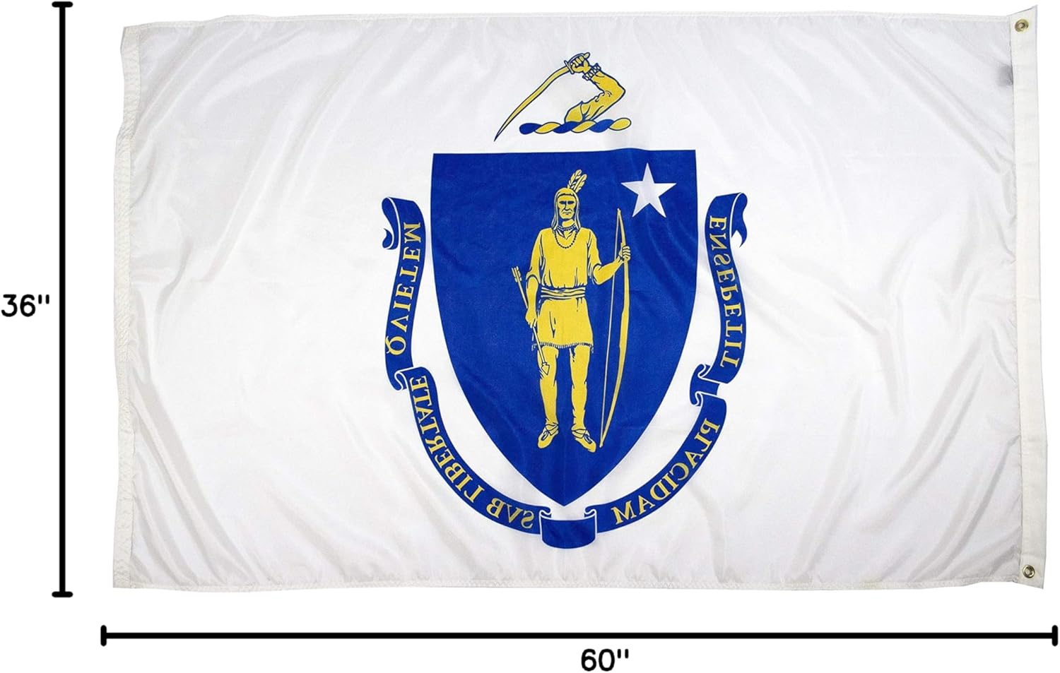 FlagSource Massachusetts Nylon State Flag, Made in the USA, 3x5'