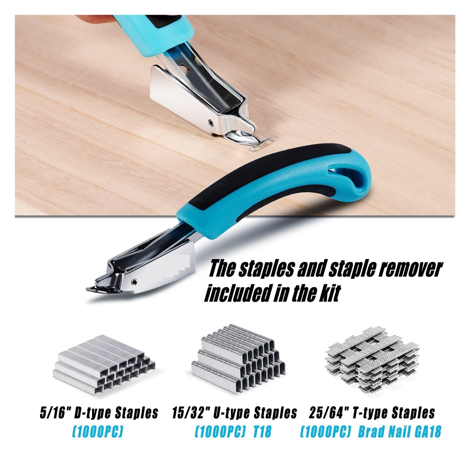 3-in-1-Heftpistole, Robustes Polstertacker-Set Mit 3000 Heftklammern, Nagelpistole For Heimwerker-Heimdekorationswerkzeuge
