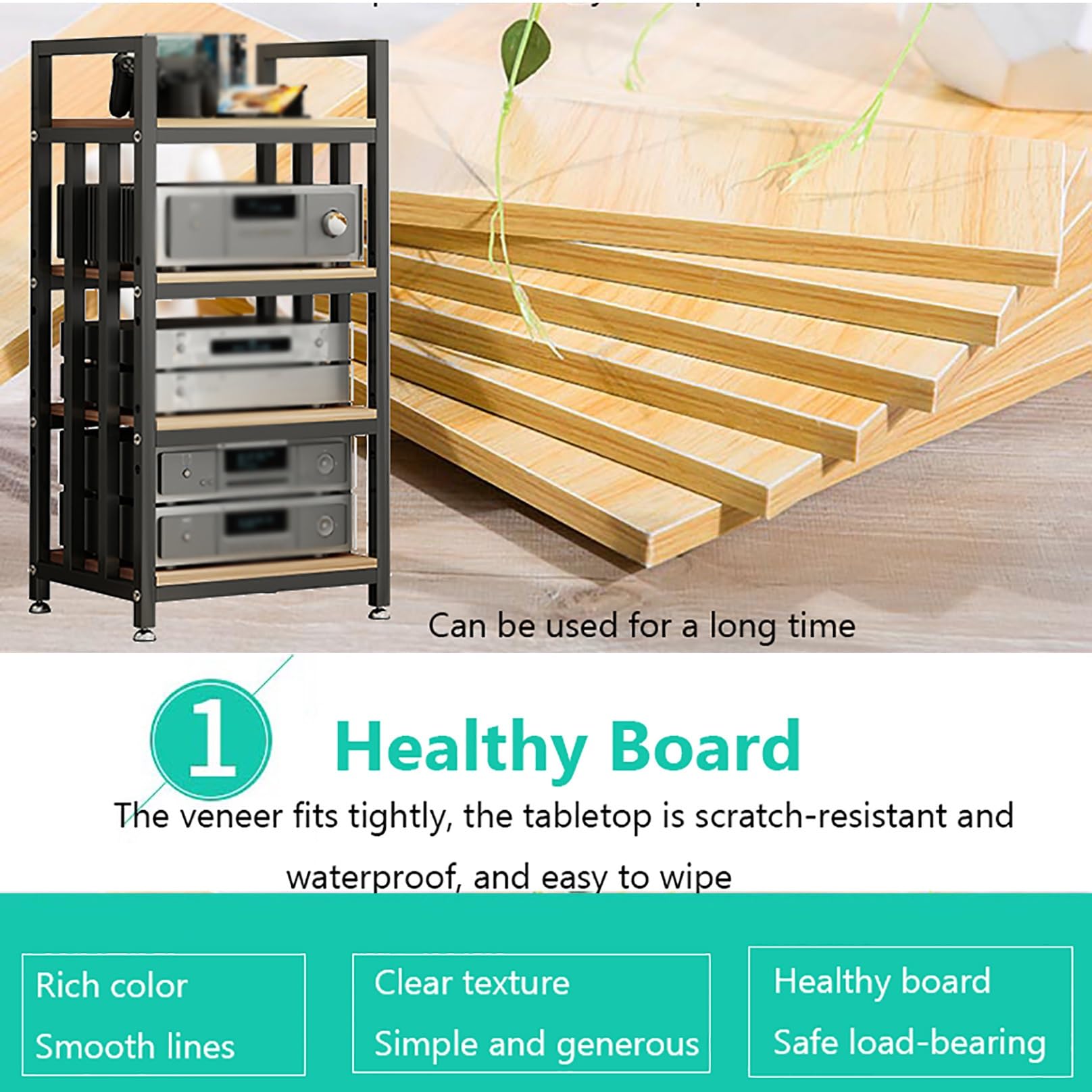 Scaffale per dischi in vinile multistrato HiFi nero, rack di archiviazione audio per dischi e apparecchiature in vinile, elegante espositore per amanti della musica e collezionisti