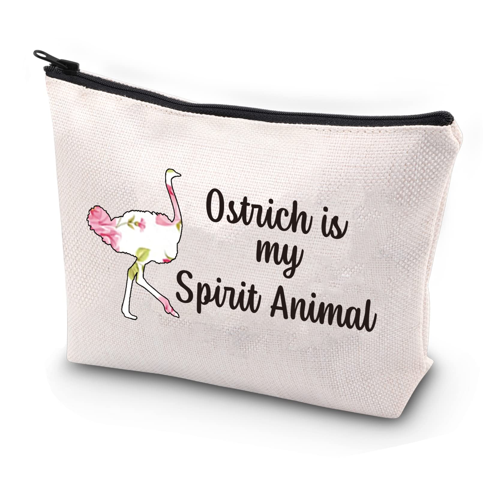 JYTAPPOstrich Lover Gift Ostrich Makeup Bag Ostrich is my Spirit Animal Cosmetic Bag Gifts For Ostrich Lovers Bird Rhea Lover Zipper Pouch Organizer Bag Ostrich Gifts, beige