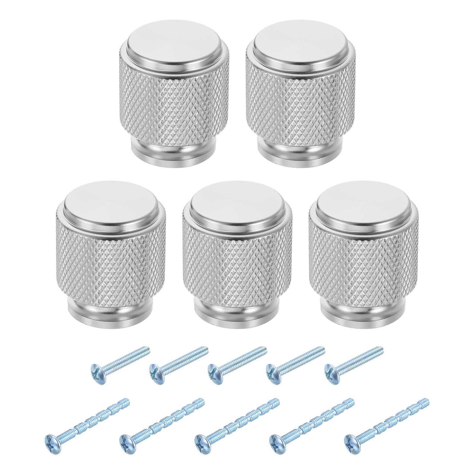 Boutons d'armoire ronds argentés uxcell en lot de 5 pour tiroir de cuisine