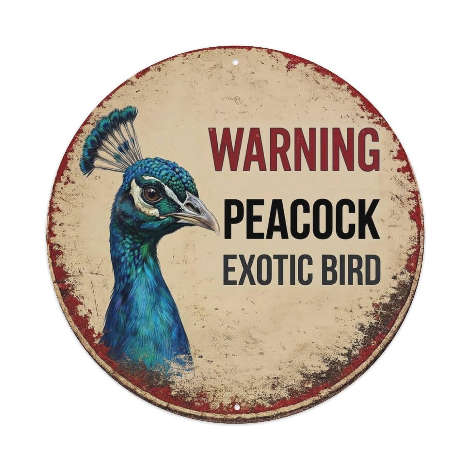 Tgrcjimh Style Metal Tin Sign Vintage Warning Peacock