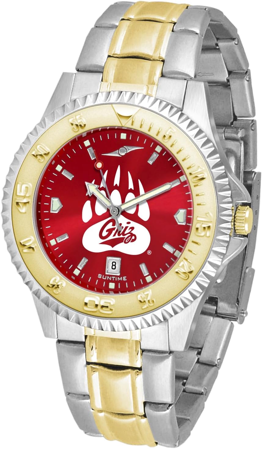SunTime Montana Grizzlies Men's Competitor Steel Watch Two-Tone Gold/Silver with Anochrome Dial