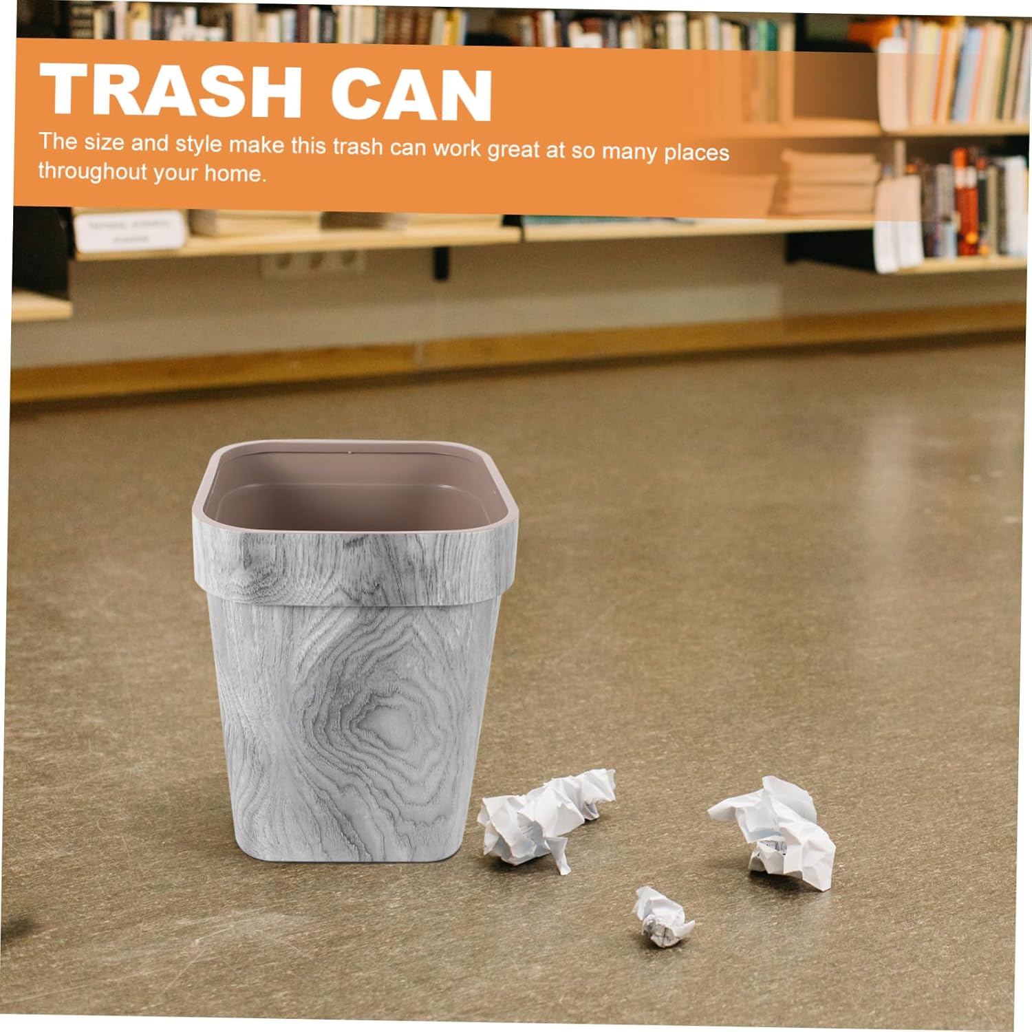 Alipis Wood Grain Trash Can for Home Large Kitchen Garbage Bin Rustic Bedroom Wastebasket