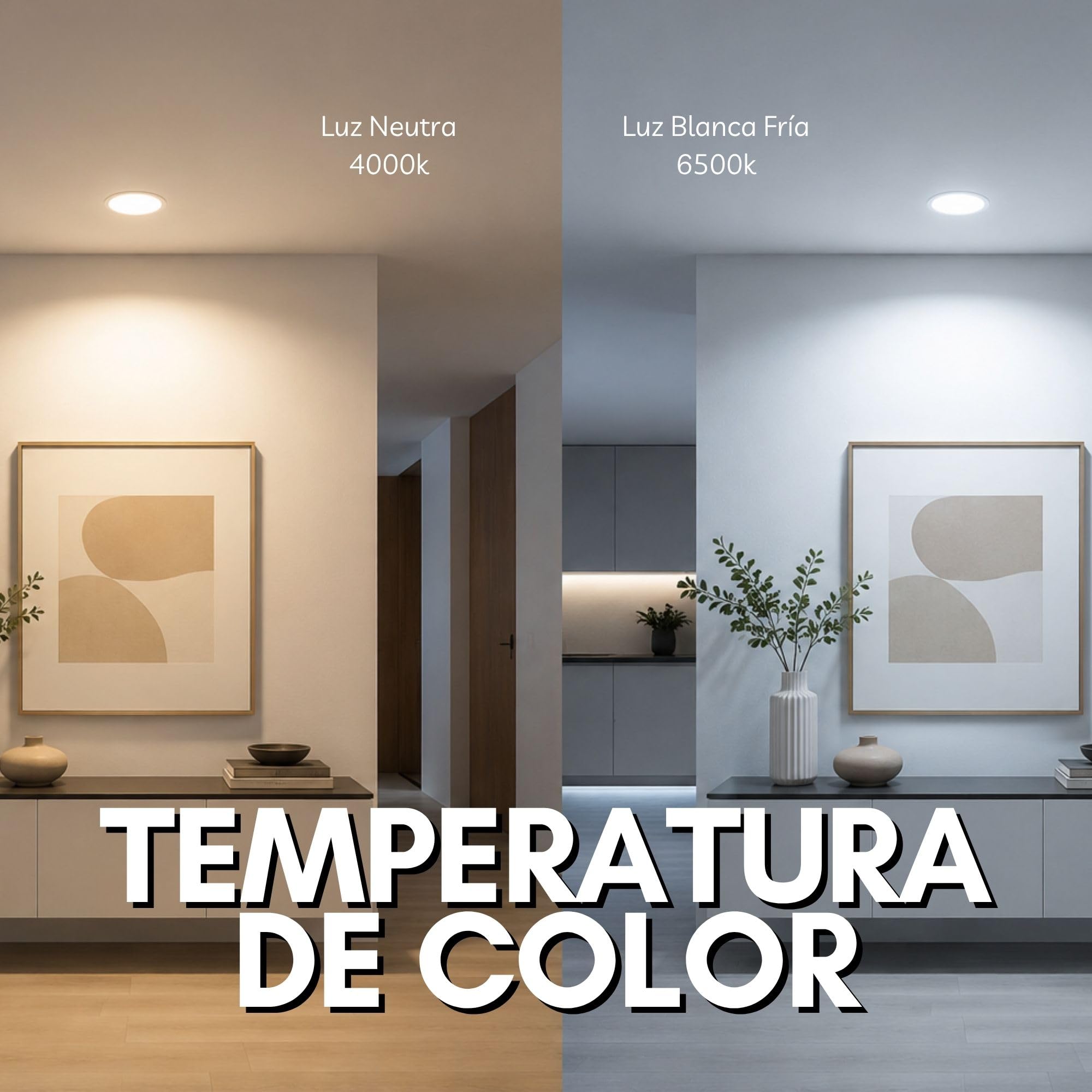 Pack x5 Downlight LED Empotrable 20W de Corte Ajustable Ø50-210mm, Luz Neutra 4000K, 1650lm, Panel Extraplano Redondo Ø23cm, Garantía 3 Años (5uds)
