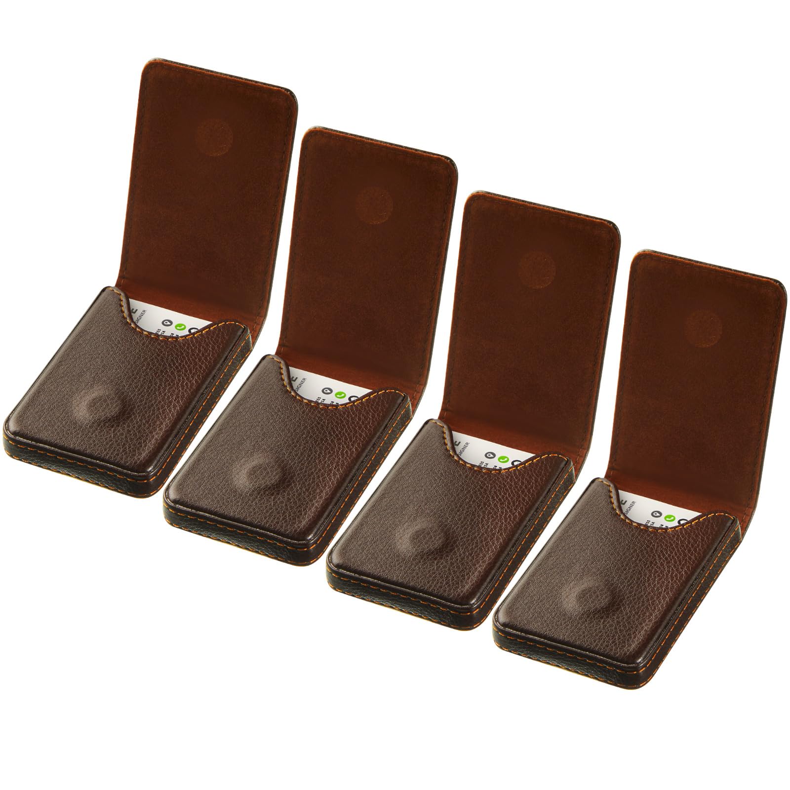 Outus 4 Pieces Business Card Holder, Gift for Husband Him Men PU Leather Business Card Case Pocket Wallet with Magnetic Shut for Valentine's Day Gift(