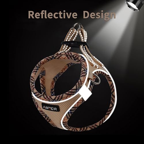 Miniatura 3 de AMTOR Arnés para perro con juego de correa, arnés reflectante ajustable sin tirones con chaleco acolchado para perros y gatos extrapequeñospequeños,