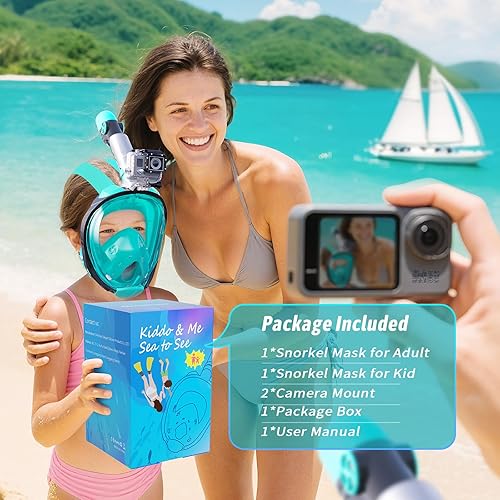 Miniatura 3 de Greatever G2 Adults Kids Full Face Snorkel Mask 2 Pcs,Snorkeling Gear with Latest Dry Top System,Foldable 180 Degree Panoramic View,Safe