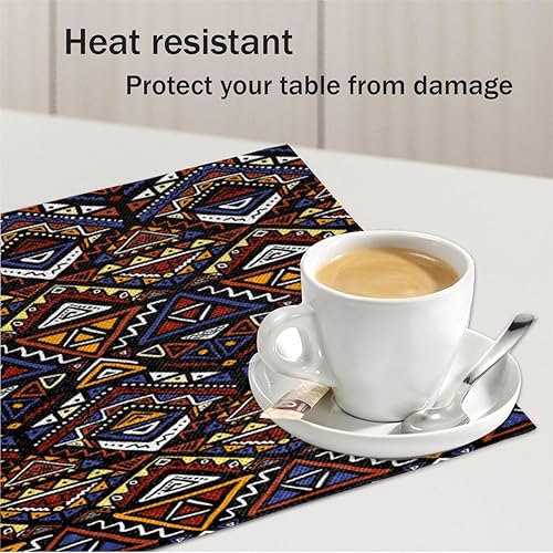 Miniatura 5 de Fun Aztec Decor Placemats Set of 4 Table Mats Washable Placemat Waterproof Place Mats for Party Home Dining Table Decor 18x12 in