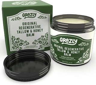 Original Beef Tallow & Manuka Honey Balm | 100% Grass‑Fed & Finished Beef Tallow, Raw Manuka Honey, Beeswax | Deeply Moisturizing & Repairing Skincare Balm | 3 oz Jar