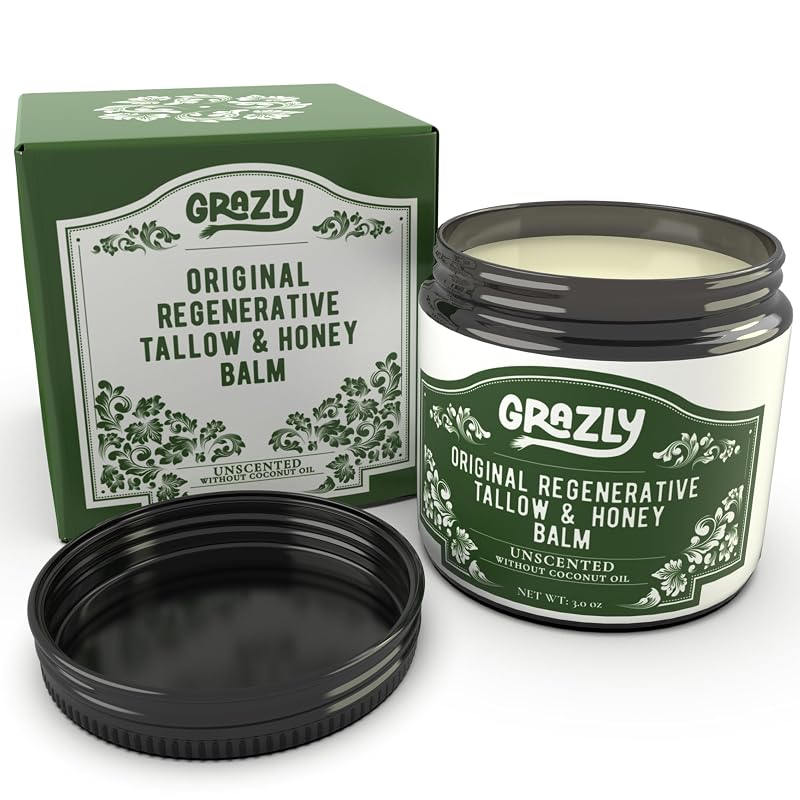 Grazly Bálsamo facial com sebo bovino e mel de Manuka, cera de abelha e opção com óleo de coco, pote com 85 g