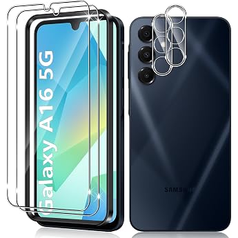 Vanrain Tempered Glass Screen Protector for Samsung Galaxy A16 4G/5G Pack of 2 + 2 Tempered Glass with Positioning Aid and Camera Protection 9H Hardness Protective Glass HD Clear Anti-Scratch Bubble-Free
