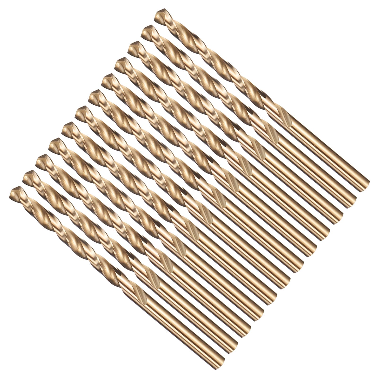METALLIXITY Drill Bit (3/16") 12Pcs, 4241 High-Speed Steel Straight Shank Gold Finish 135° for Wood Plastic Iron Copper Aluminum Low Soft Metal