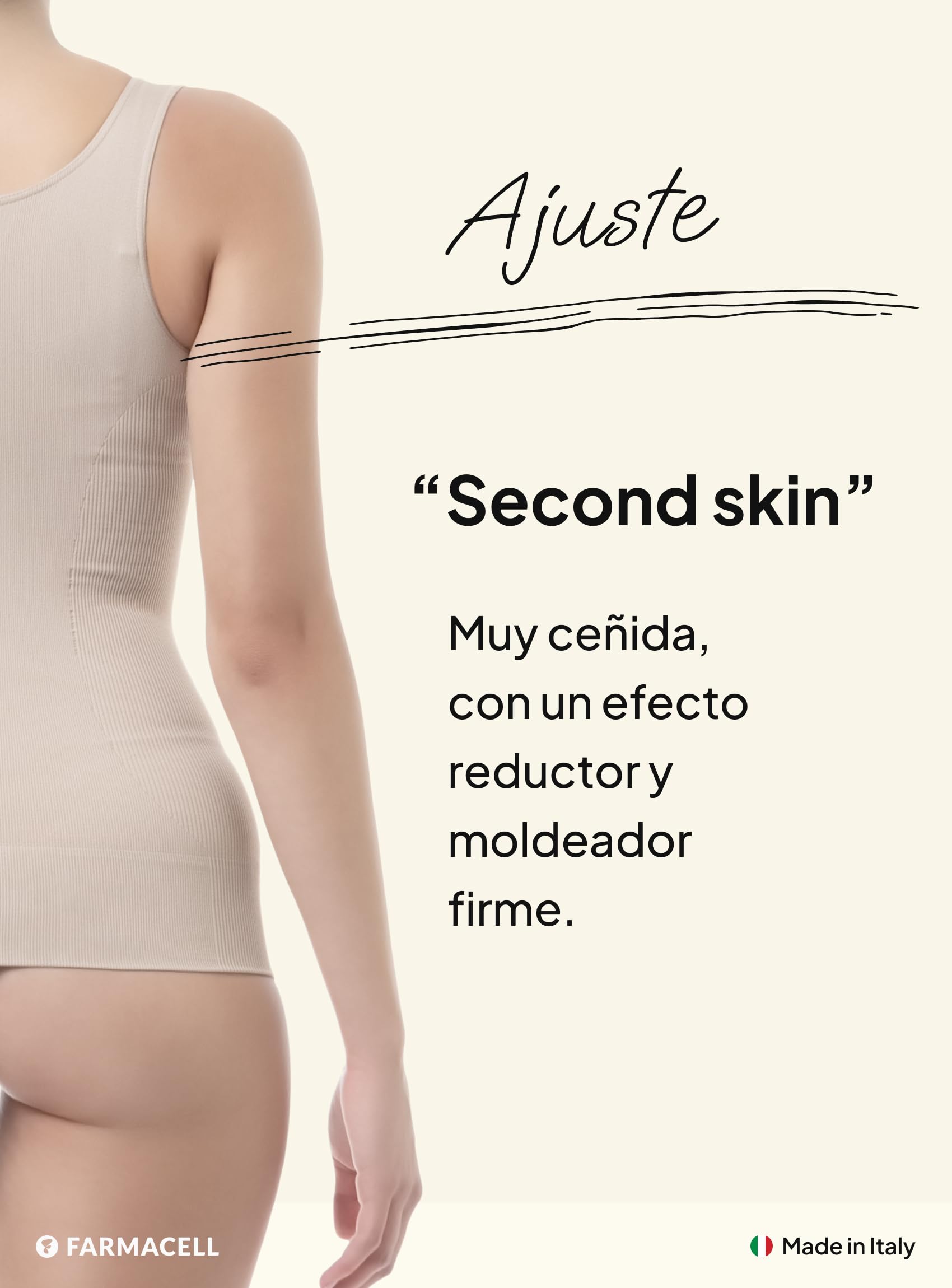 Farmacell Camiseta Reductora Sin Copas Vientre Plano Mujer, Made in Italy, 606