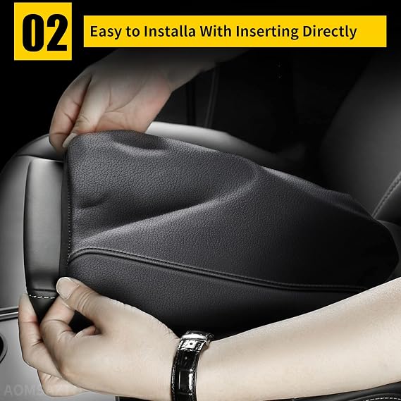 Leather Center Console Armrest Cover for 2020-2023 Corolla Toyota Black