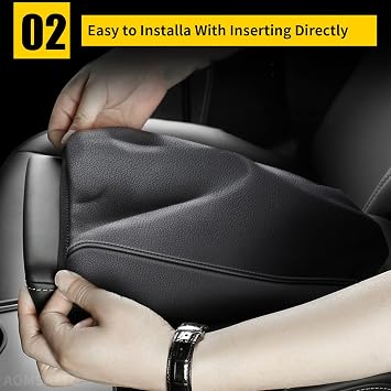 Leather Center Console Armrest Cover for 2020-2023 Corolla Toyota Black
