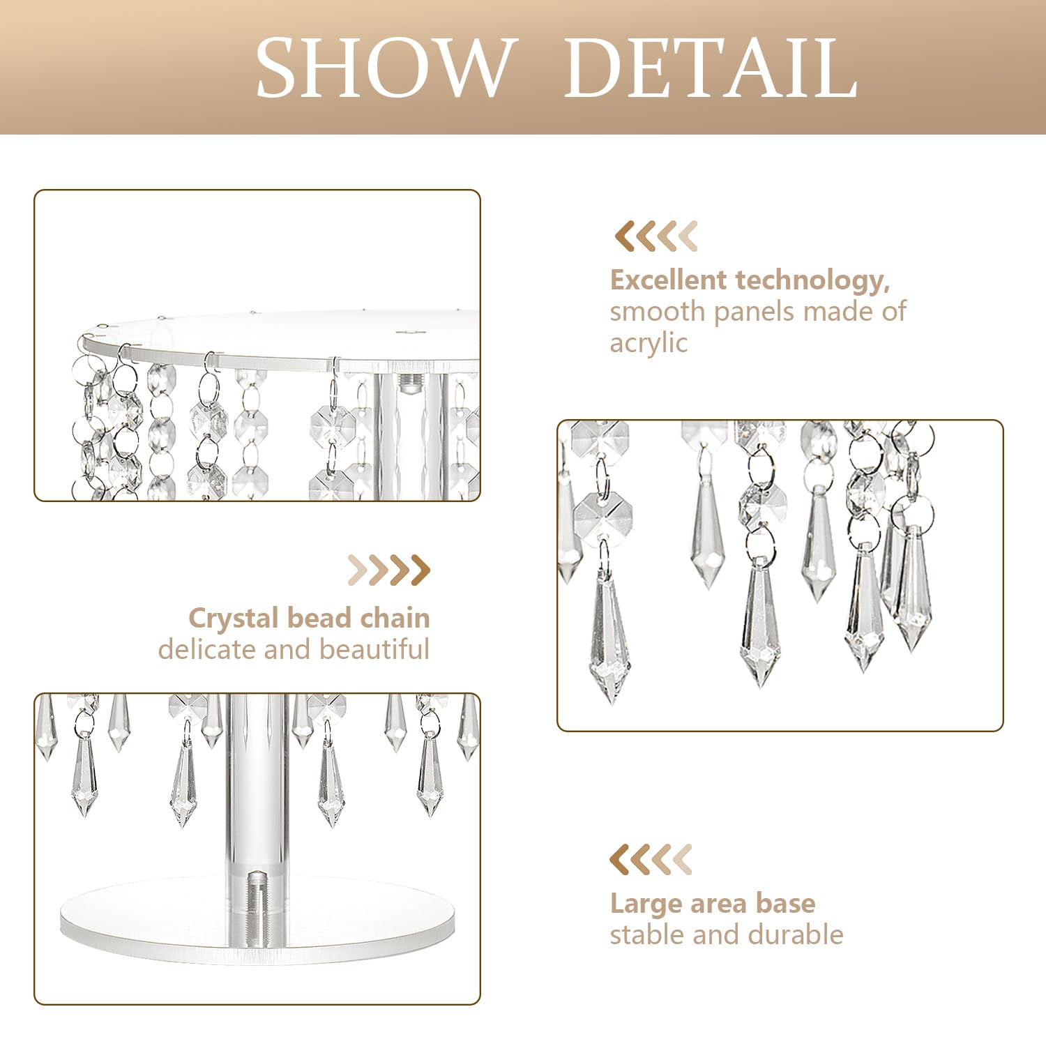 Kristall-Kuchenständer für Party, transparentes Acryl-Kuchenständer-Set für Desserttisch, 3 runde Kuchen- und Cupcake-Ständer für Hochzeit, Geburtstag, Party, Event, Dekorationen