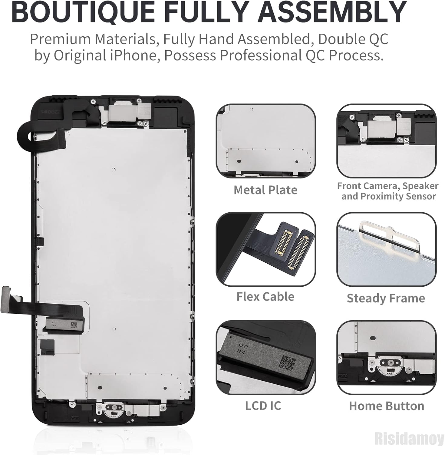 for iPhone 7 Plus Screen Replacement with Home Button 5.5" Black Kit 7plus 3D Touch LCD Display Digitizer Assembly with Front Camera Speaker Sensor Glass Repair Fix Tools A1661 A1784 A1785
