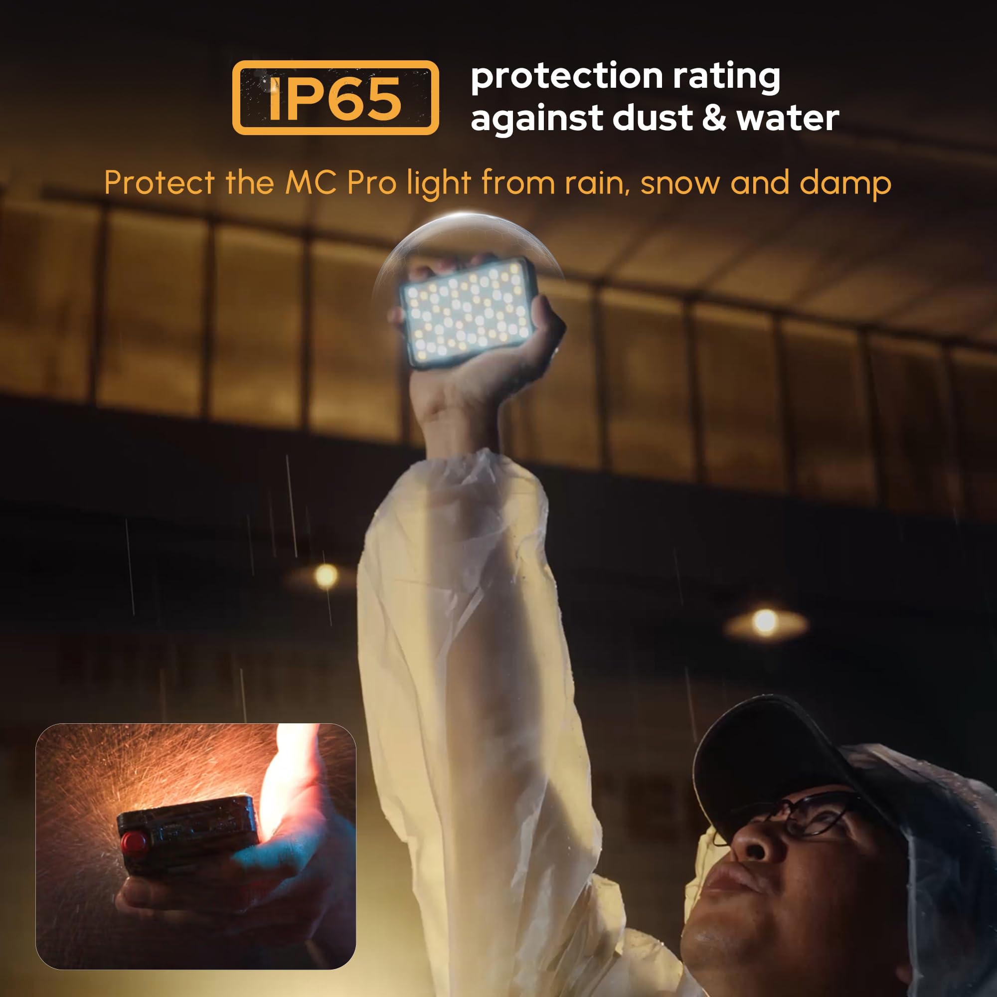 Aputure MC Pro RGBWW - Luce video per fotocamera, 5 W, alta luminosità, 1585 Lux a 0,5 m, attrazione magnetica regolabile 2000-10000 K e protezione IP65 per fotografia, videografo