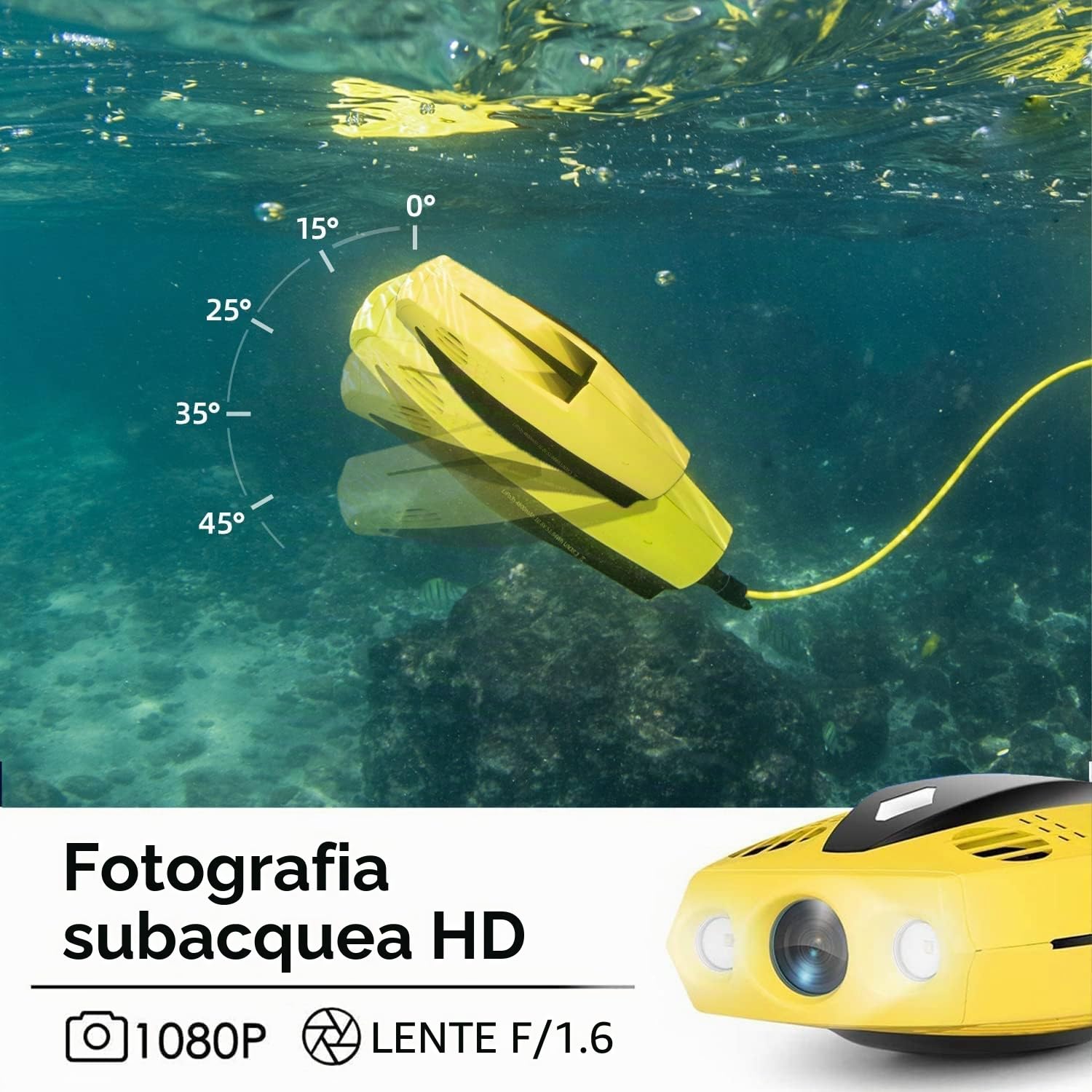 CHASING Dory Drone subacqueo subacqueo Full HD 1080p con fotocamera per visualizzazione in tempo reale, telecomando APP e portatile, con custodia per il trasporto, boa WiFi e cavo da 15 m, ROV