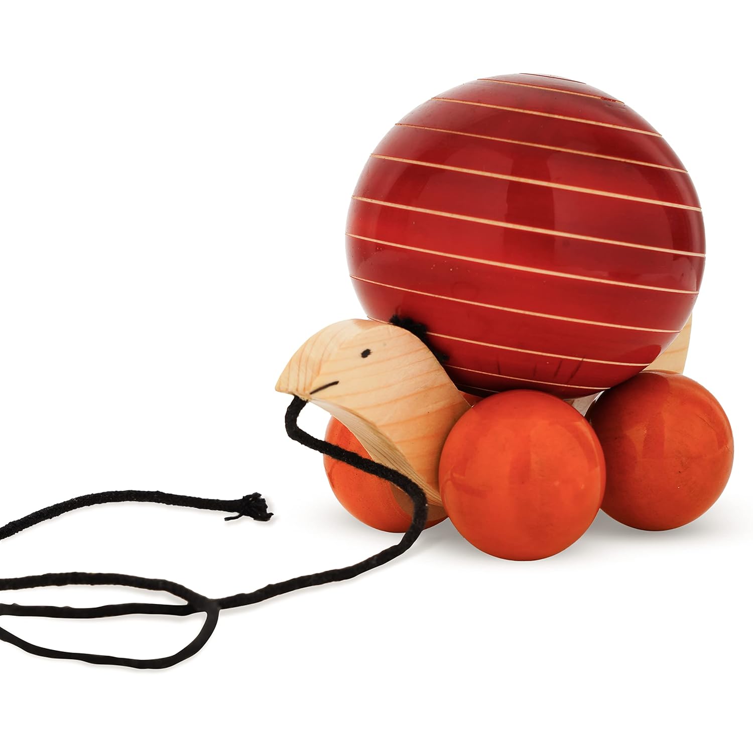 Buy Happy Bear Pull Along Snail Wooden Toy Baby Early Walking Pull