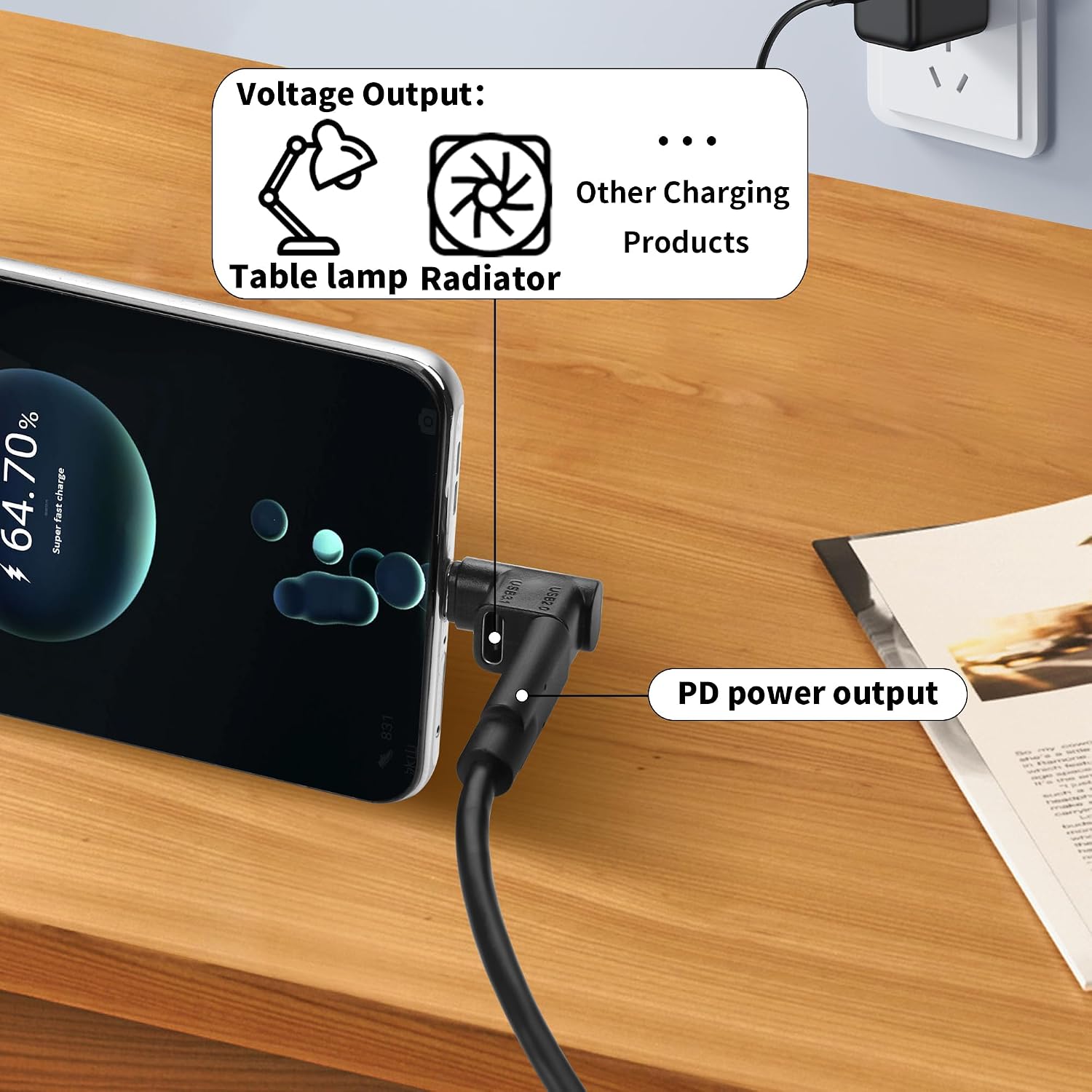 YACSEJAO Dual USB C Data Splitter Adapter 2-in-1 USB Type C Connectors Support 100W Fast Charge, USB3.1 (10Gbps) Data Transfer and 4K (60Hz) Resolution
