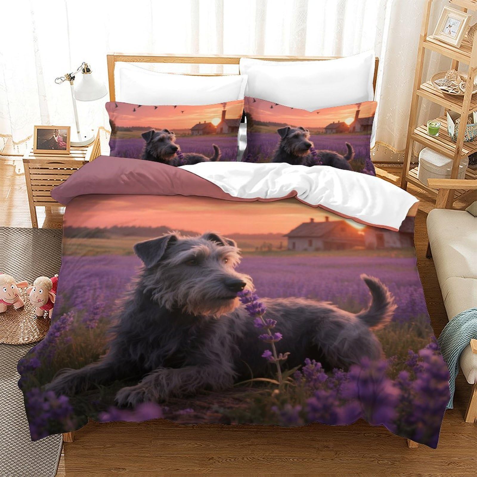 Housse de couette Terrier tchèque 3D en microfibres de qualité premium