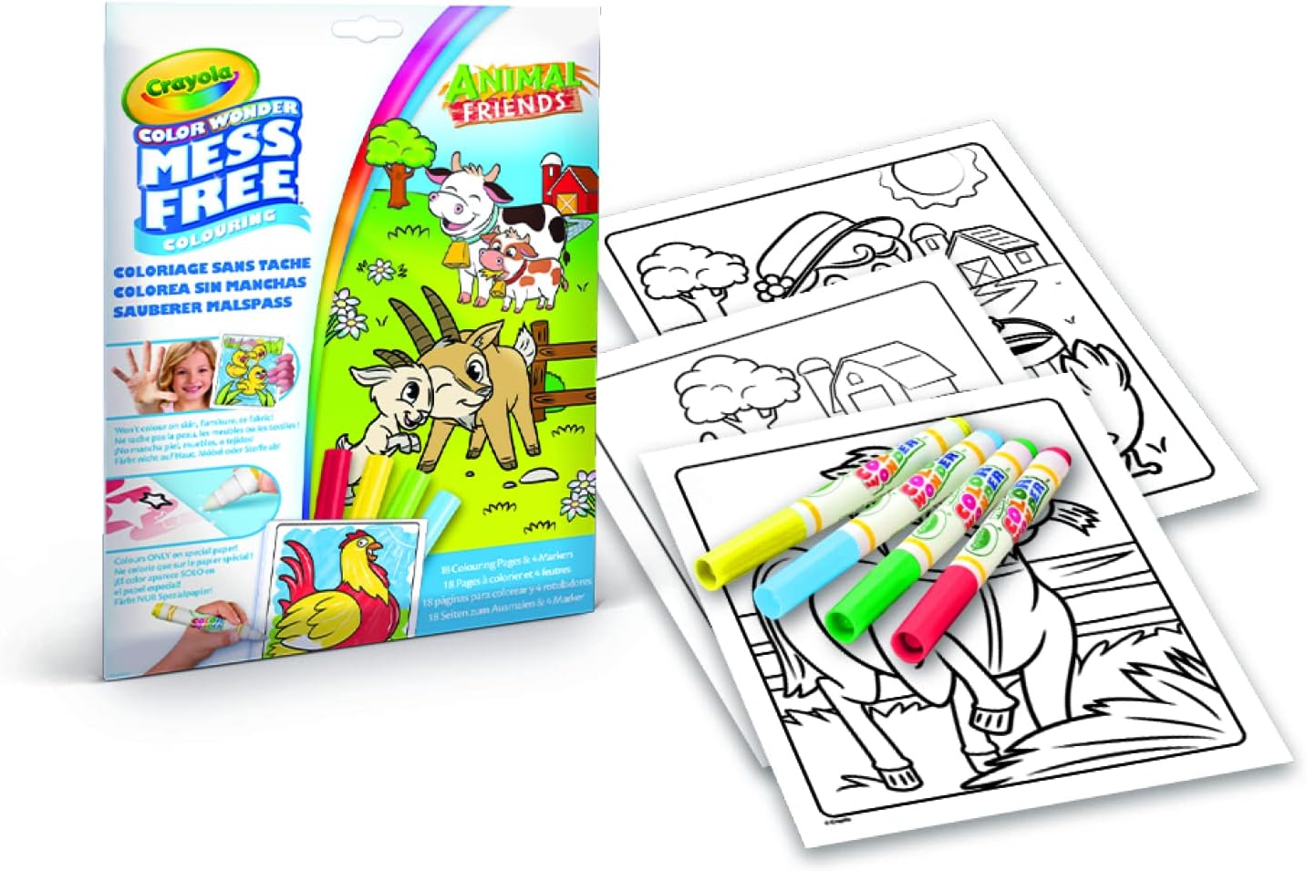 Color Wonder Set Animal Friends, coloring book, 4 markers