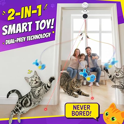 Interactive Cat Toys for Indoor Cats: 2 in 1 Laser — shown in a real home setting for scale