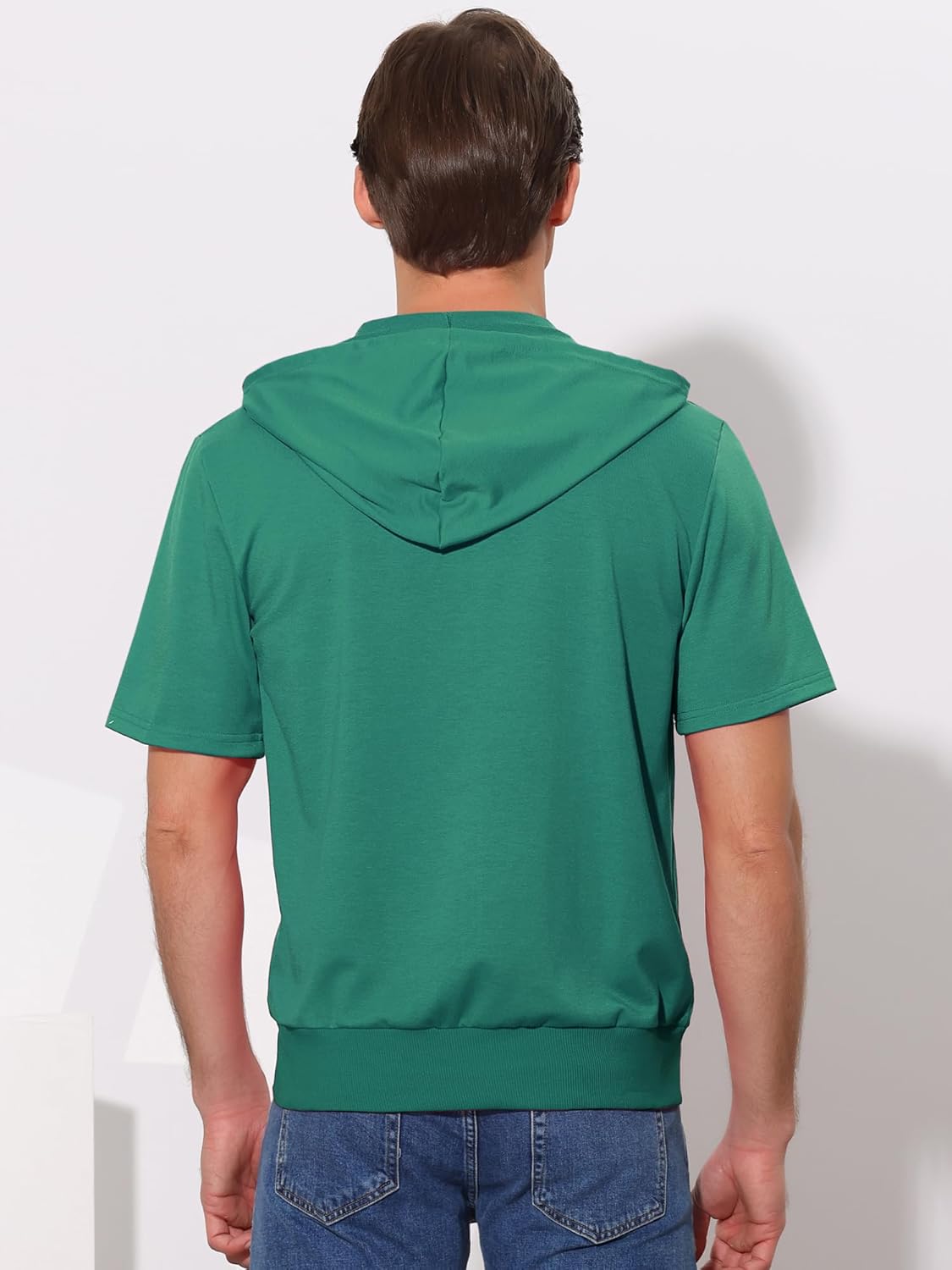 Lars Amadeus Men's Short Sleeve Hoodies Solid Color Zip Up Jackets with Hood