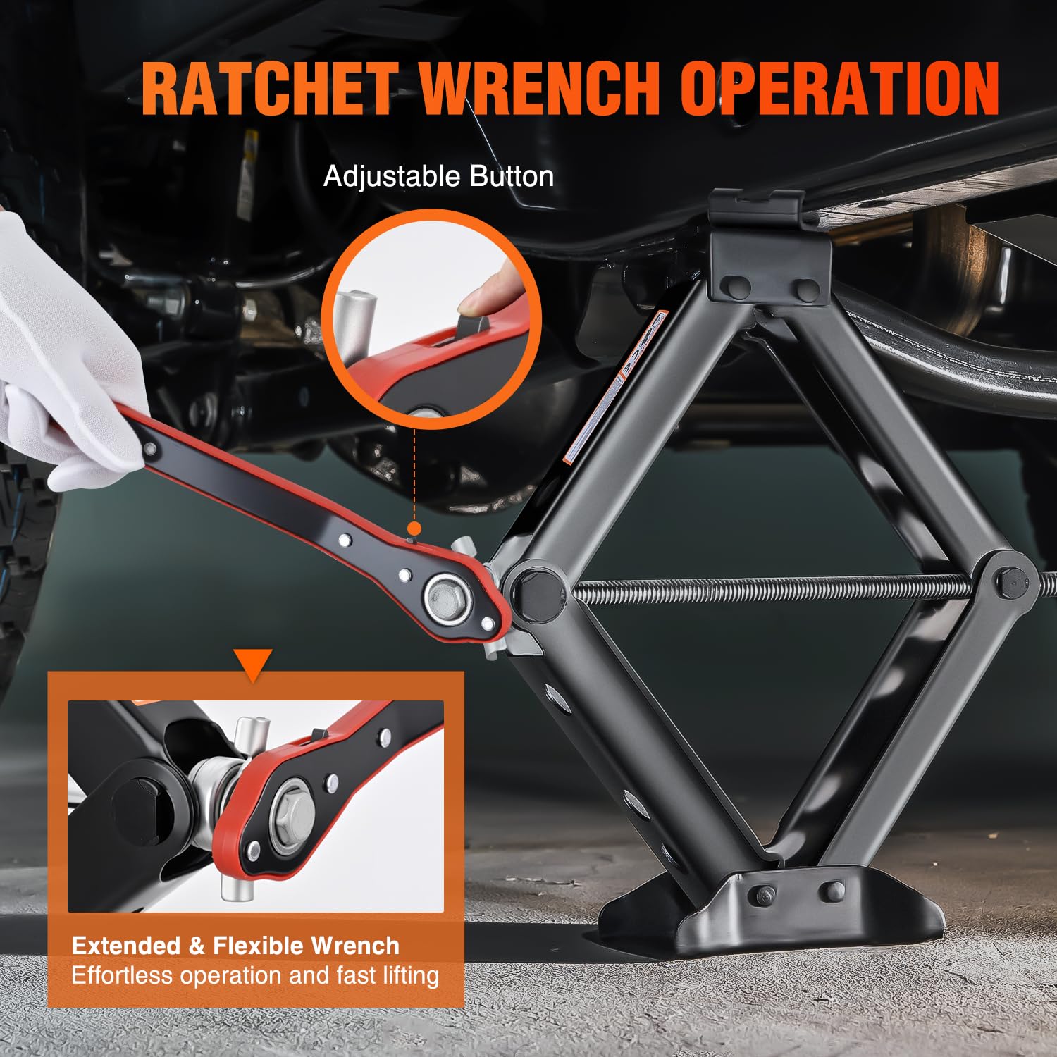 Nilight Scissor Jack Kit for Car 1.5 Ton(3307 lbs), Heavy Duty Portable Steel Scissor Lift Jack Car Tire Changing Kit with Ratchet & Lug Wrench for Sedan SUV MPV, 3.9''-13.6'' Lifting Range, Black