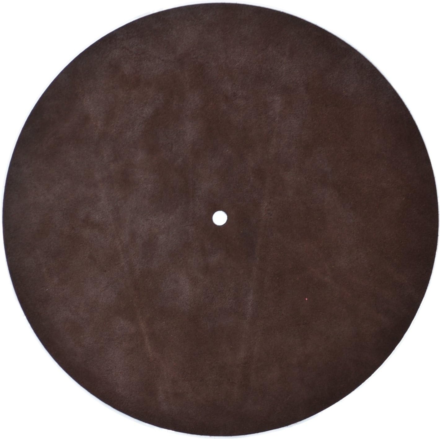 Genuine Leather Turntable Platter Mat - Dark Brown Suede