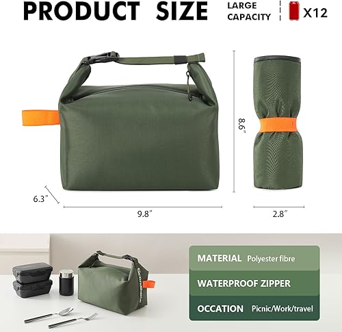 Miniatura 2 de Bolsa de almuerzo para mujeres y hombres, lonchera fresca, pequeña bolsa a prueba de fugas, contenedores de almuerzo de alta capacidad,