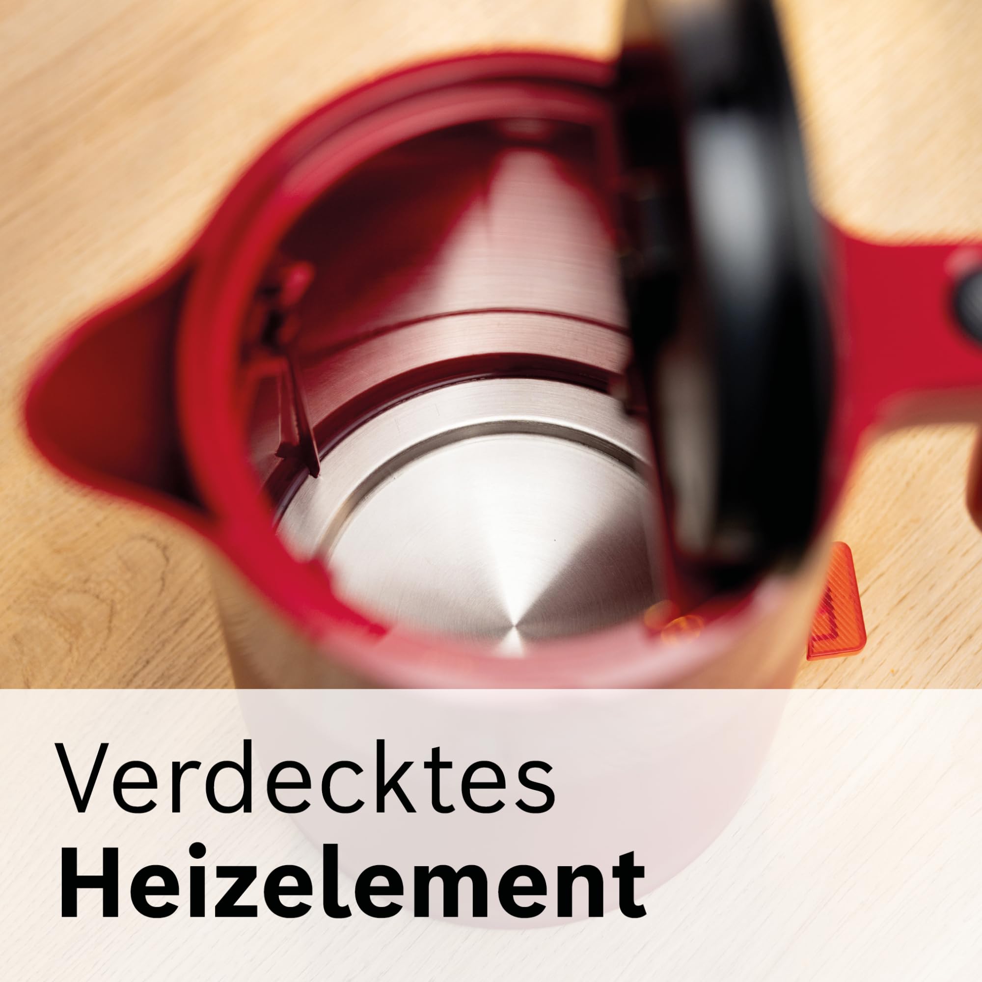 Bosch kabelloser Wasserkocher MyMoment TWK2M164, Abschaltautomatik, Überhitzungsschutz, Tassenanzeige, entnehmbarer Kalkfilter, Trockengehschutz, Dampfstopp-Automatik, 1,7 L, 2400 W, Rot matt