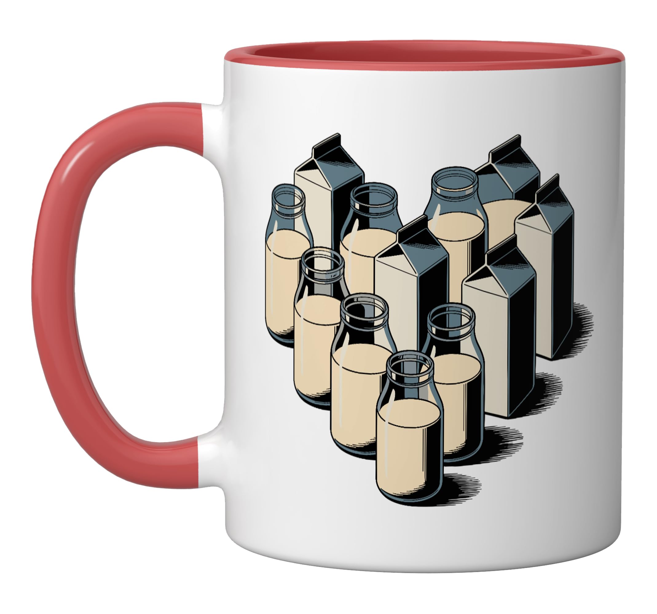 Heart Shape Milk Dairy Ceramic Mug, Red/White