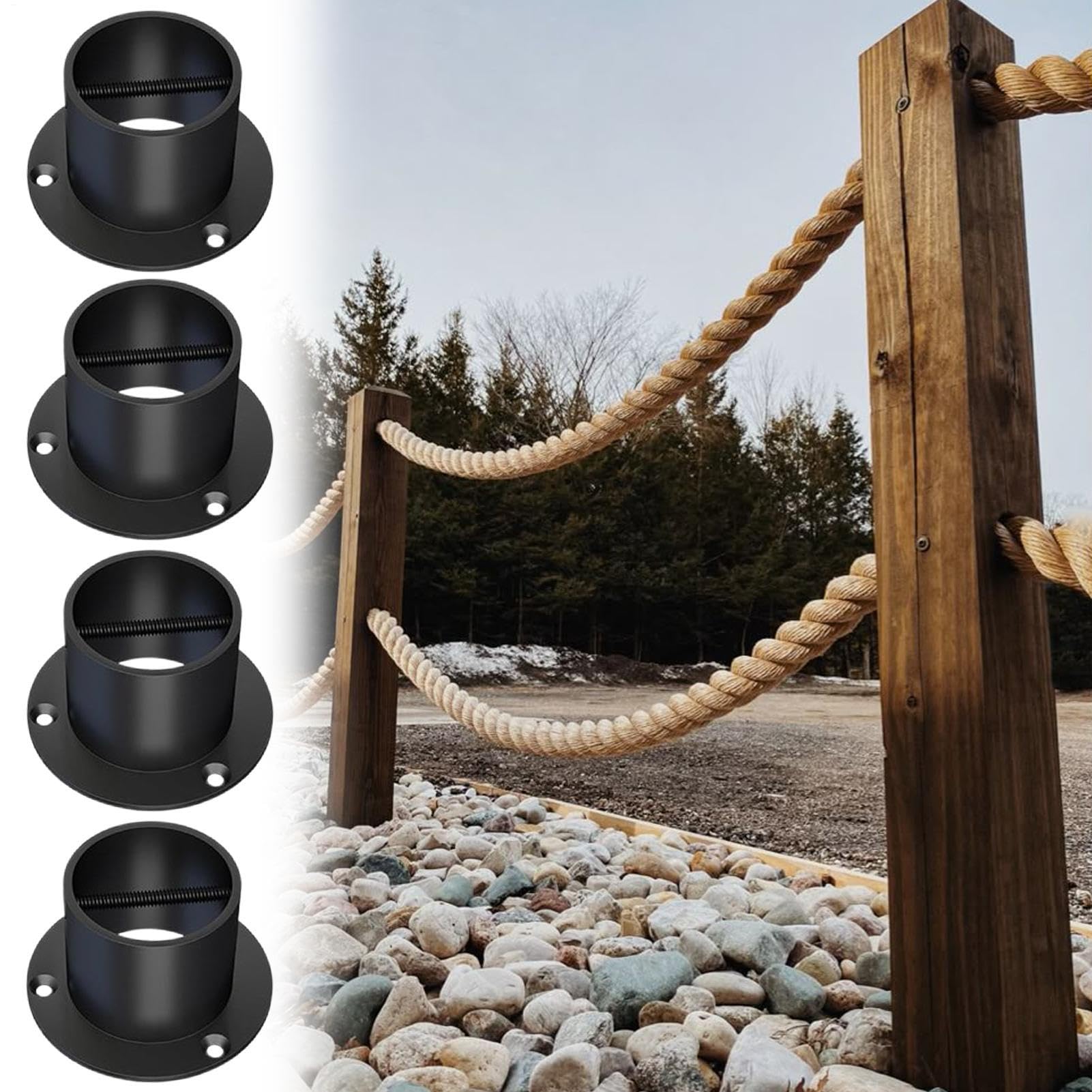 Supporti Fune 4 Pezzi Morsetto Di Fissaggio Decorativo In Acciaio | Kit Supporti Per Corda Per Esterno Deck Recinzione Ponte Scale Terrazza Giardino Decorazione