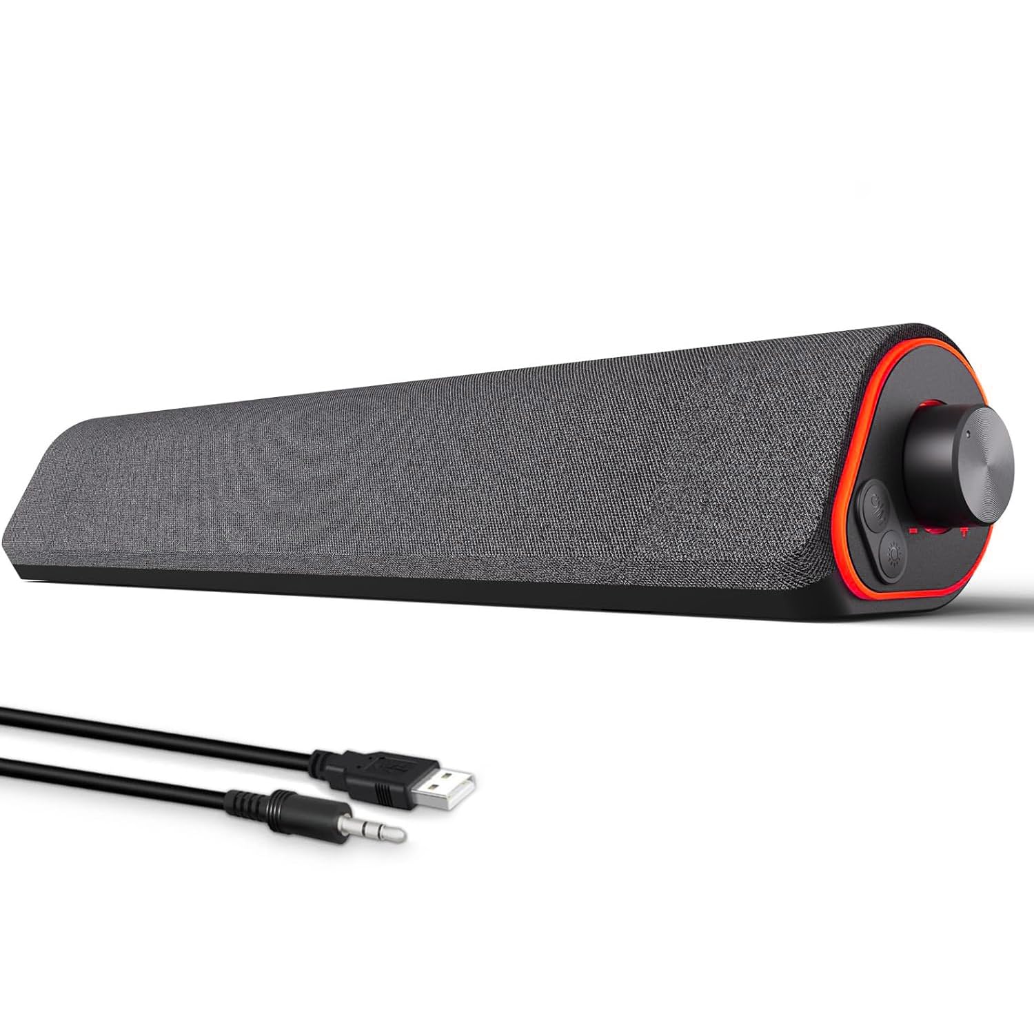 Exrp Bluetooth Computer Speakers, 3.5mm PC Sound Bar for Desktop Monitor, Wired USB Powered & Colorful LED Lights with Switch Button, Surround Sound Soundbar PC Spearkers for Computer, r50-5