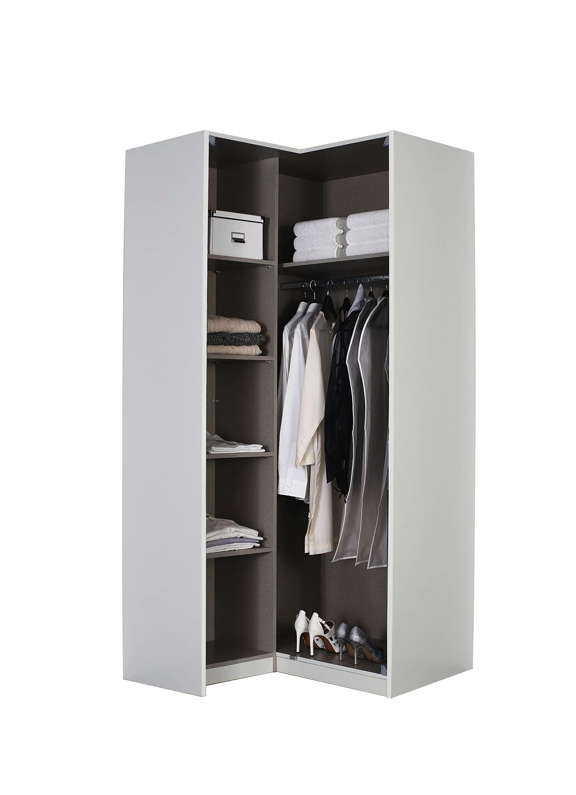 Rauch Möbel Alabama, Eckschrank, Farbe Seidengrau, Breite 100 cm