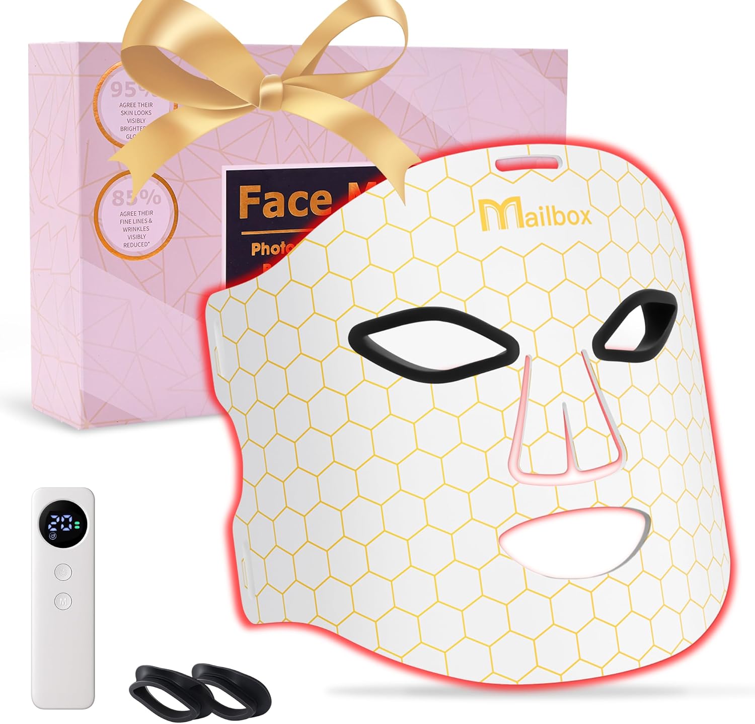 Red Light for Face, Led Mask Spectrum Mask 850nm and Red Light 630nm, 460nm, 4 Gears Energy Adjustment, White Red Light for Face, Led Mask Spectrum Mask 850nm and Red Light 630nm, 460nm, 4 Gears Energy Adjustment, White