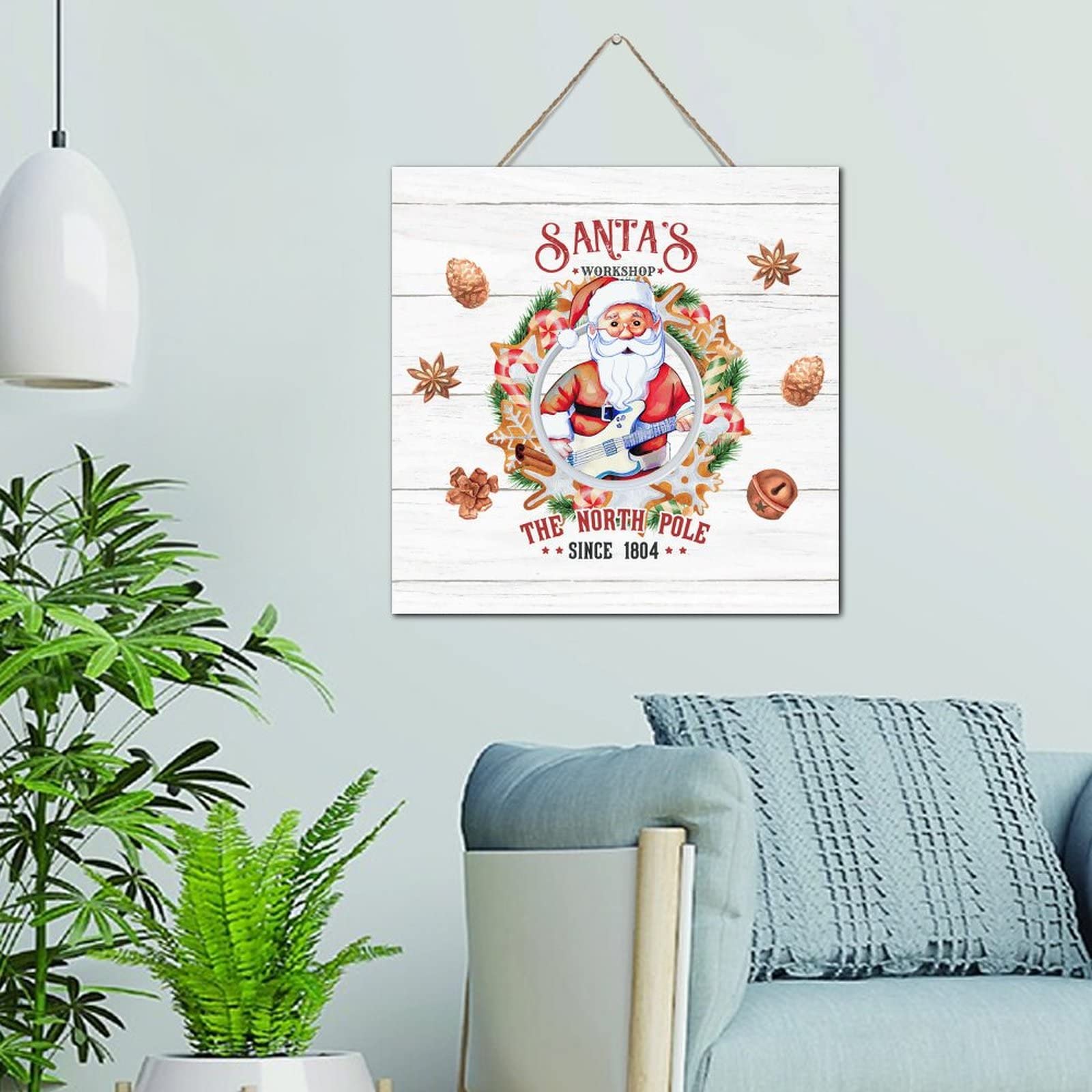 Traîneau de Noël plaque murale motivante en bois vintage pour décoration maison