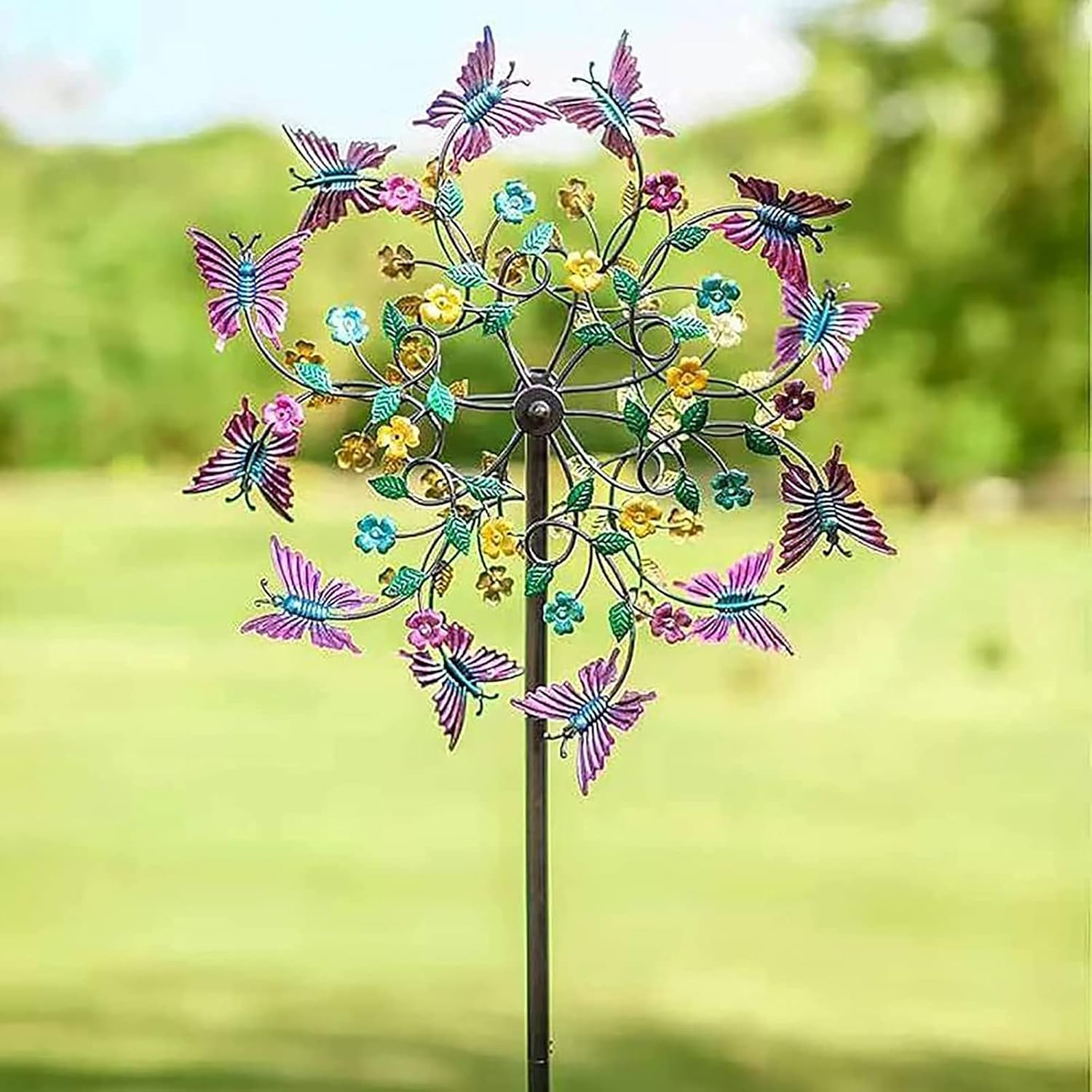 Exquisite Garden Wind Spinner Metal Stakes Butterfly Windmill Garden Art Decoration Rotating Party Scene Props
